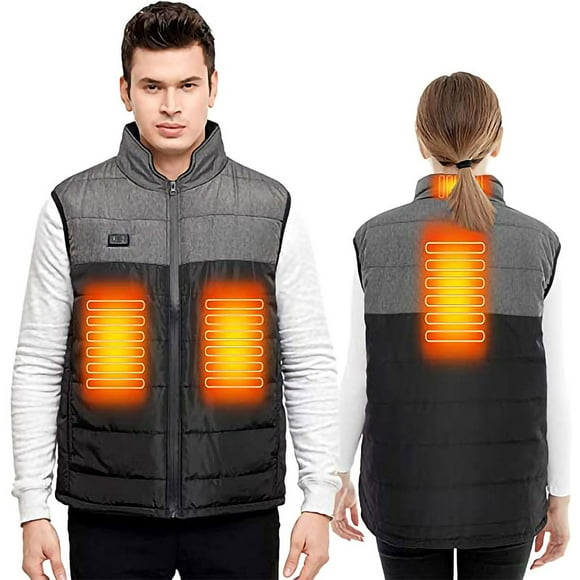 Innerwin Heated Vest Electric Jacket USB Women Men Zipped Waistcoat Thermal Unisex Waterproof Gilet Warmer Sleeveless Black S