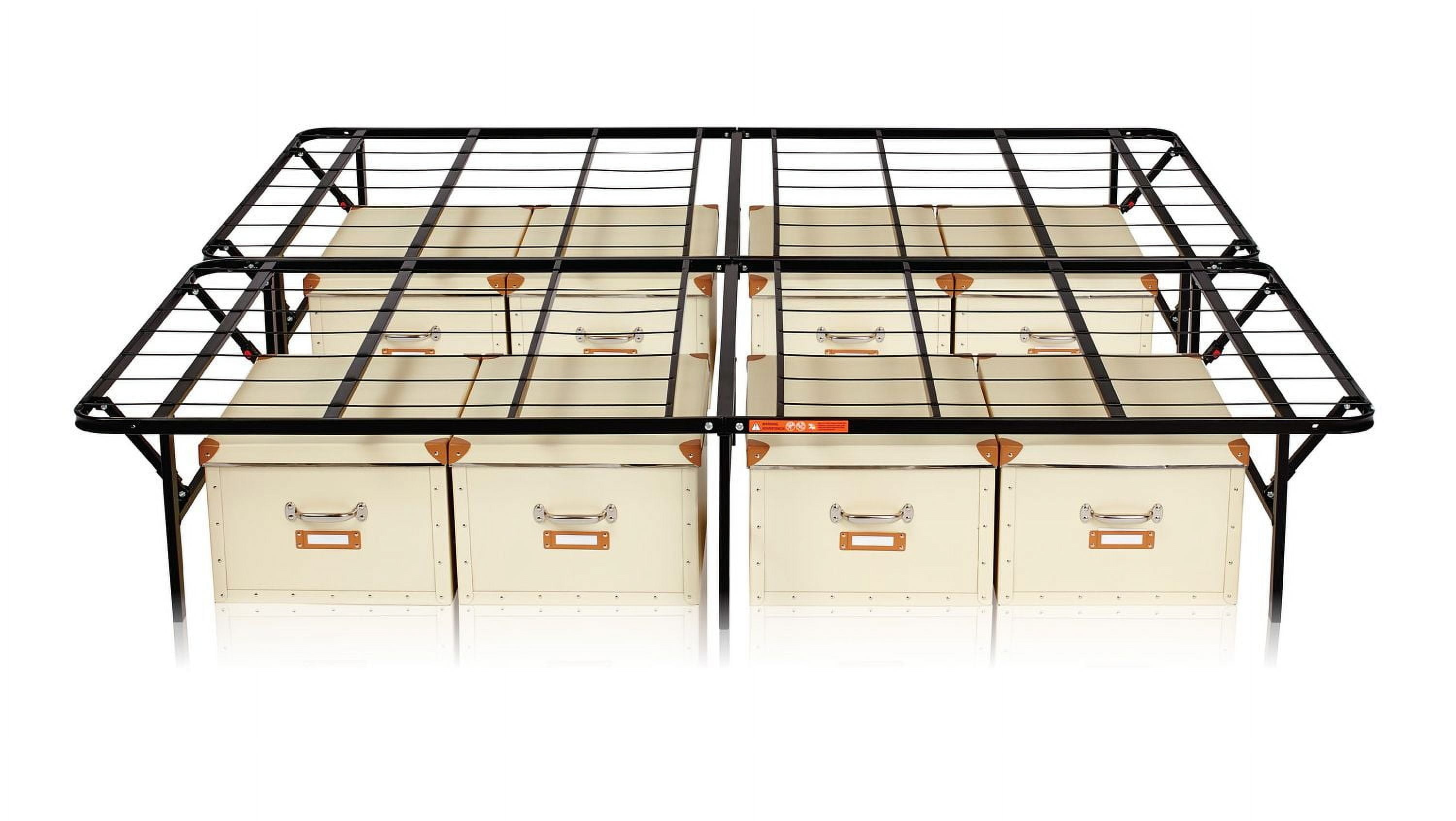 Mainstays 14" High Profile Foldable Steel King Platform Bed Frame, No Box Spring Needed, Black