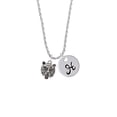 thumbnail image 2 of Delight Jewelry Silvertone Small Bear - Mascot Silvertone Script Initial Disc - H - Charm Necklace, 20"+3", 2 of 4