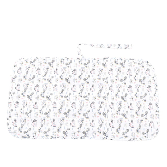 Waterproof Changing Mat, Foldable and Portable Nylon Changing Pad for Home, Car or Outdoor, White Rainbow Pattern