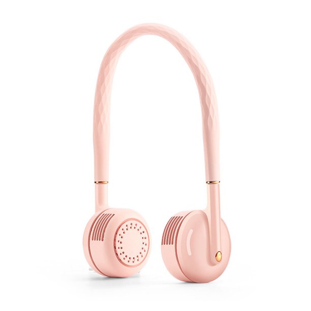 Matsuzay Ventilador de cuello portátil 3 velocidades enfriador de aire personal 360 grados de enfriamiento blanco Electrodomésticos Rosado