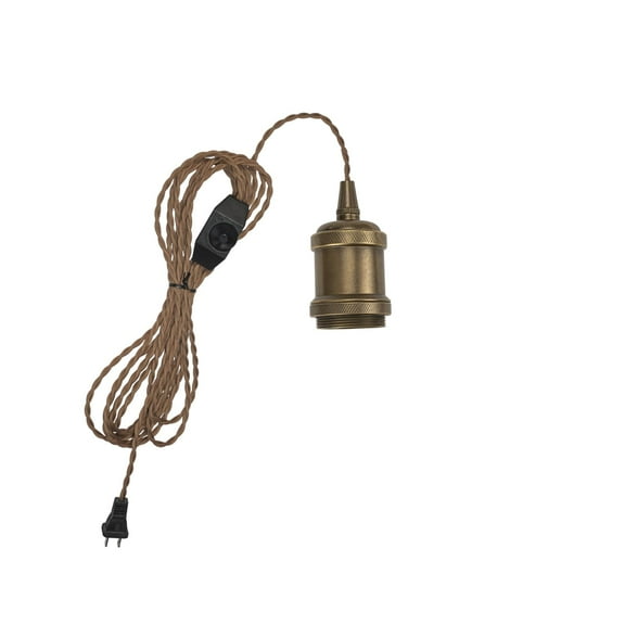KAYYELAMP Dimmable Pendant Light Plug in Cord 15 Feet E26 Copper Base DIY Vintage Design Hanging Lamp for Bedroom Kitchen Stairs Counter(No Bulb)