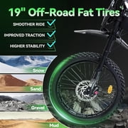 Electric Bike for Adults, Peak-4000W, Max 40MPH and 70Miles Electric Motorcycle,19 Fat Tire Dirt Bike, 7-Speed E-Bike with Full Suspension, Hydraulic Brakes