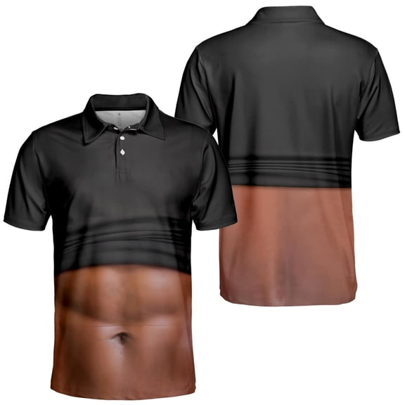 OIOLOYJM Polo Shirts for Men 3D Print Creativity Performance Short-Sleeve Casual Quick Dry Mesh Golf Shirts Basic Lounge Sport Collared Clothes Black 4XL