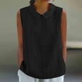 thumbnail image 2 of Camisas para mujer,Blusa sin mangas de mezcla de lino para mujer, camisa informal de cuello redondo, blusa holgada y cómoda para usar en casa, sopatenor, 2 of 8