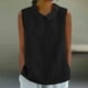 thumbnail image 2 of Blusas para mujer,Blusa sin mangas de mezcla de lino para mujer, camisa informal de cuello redondo, blusa holgada y cómoda para usar en casa, sopatenor, 2 of 8