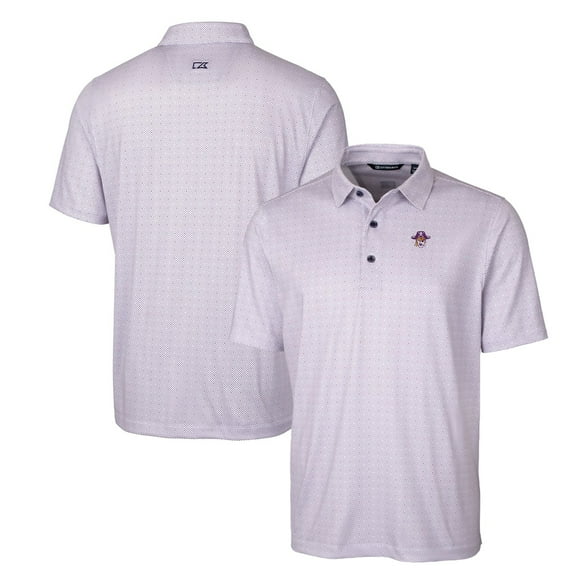 Men's Cutter & Buck Purple ECU Pirates Primary Team Logo Pike Double Dot Print Stretch Polo
