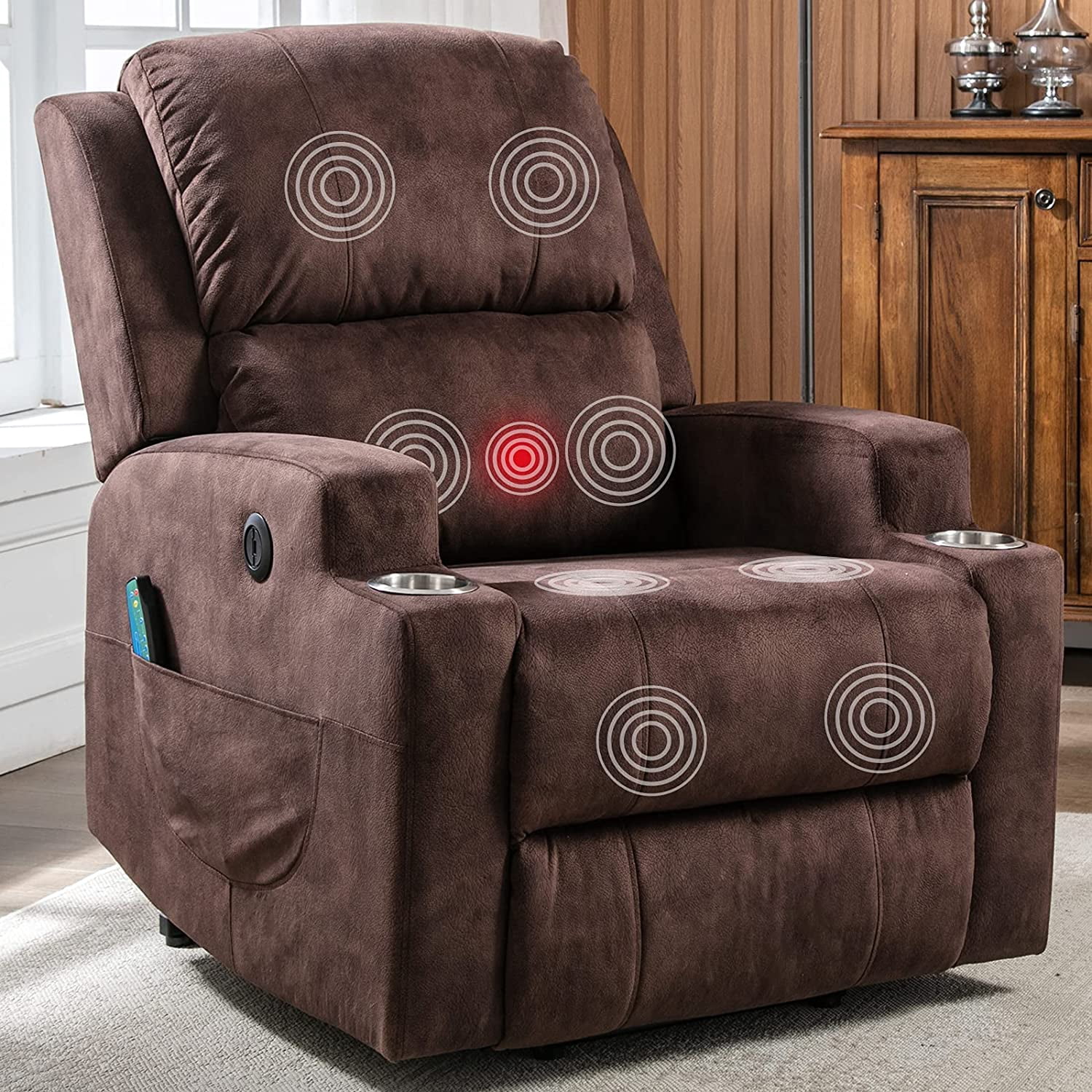 Power Lift Chair Electric Recliner Chairs for Elderly Heavy Duty Reclining Chair with Heat &amp;amp; Vibration Massage Recliners with Cup Holders, USB