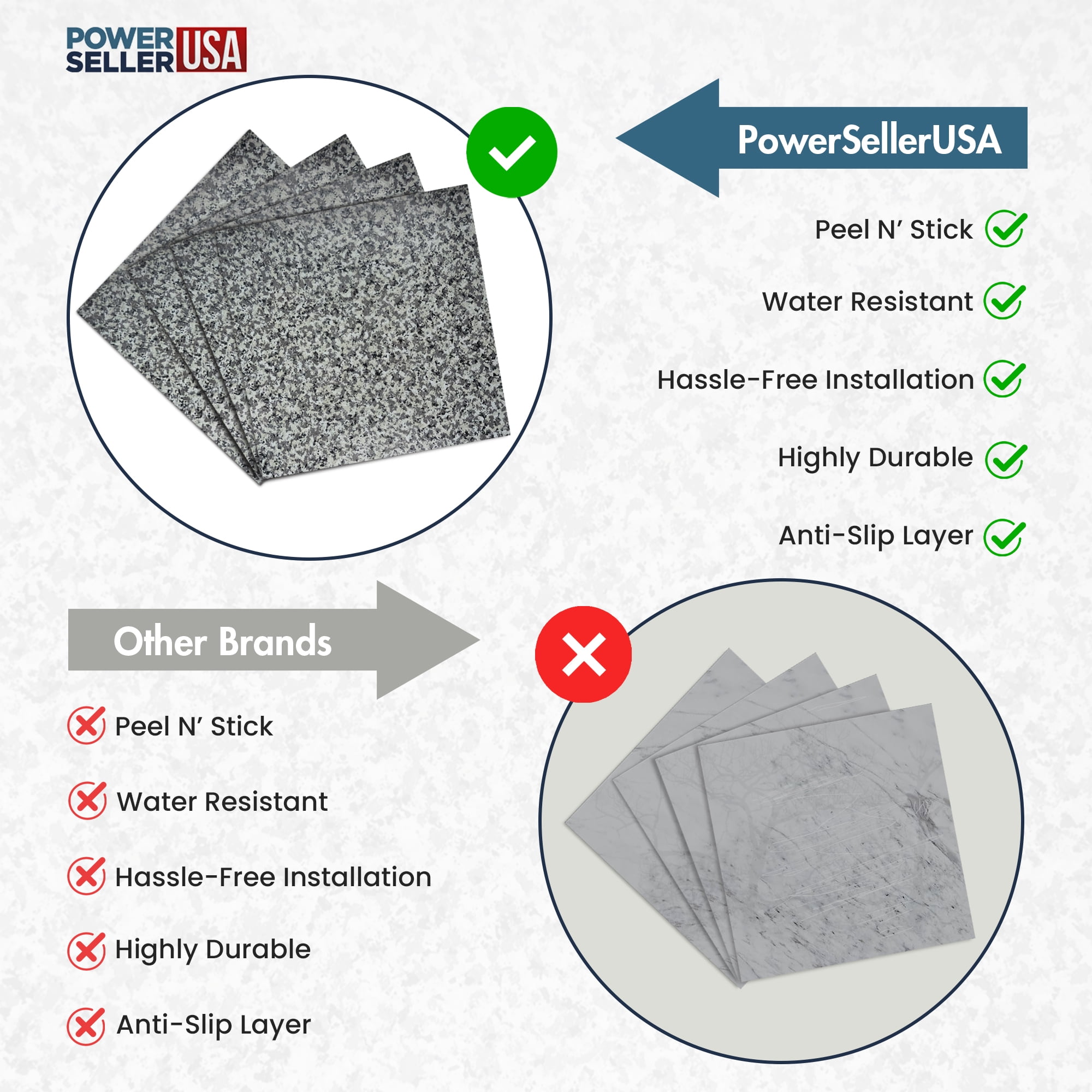 PowerSellerUSA Vinyl Self Adhesive Floor Tiles,100 Pcs 12" x 12" with 1.2mm Thick Contemporary Modern Design Peel and Stick Floor Tile Sticker, Square Flooring Tiles for Kitchen, Gray Green Camouflage