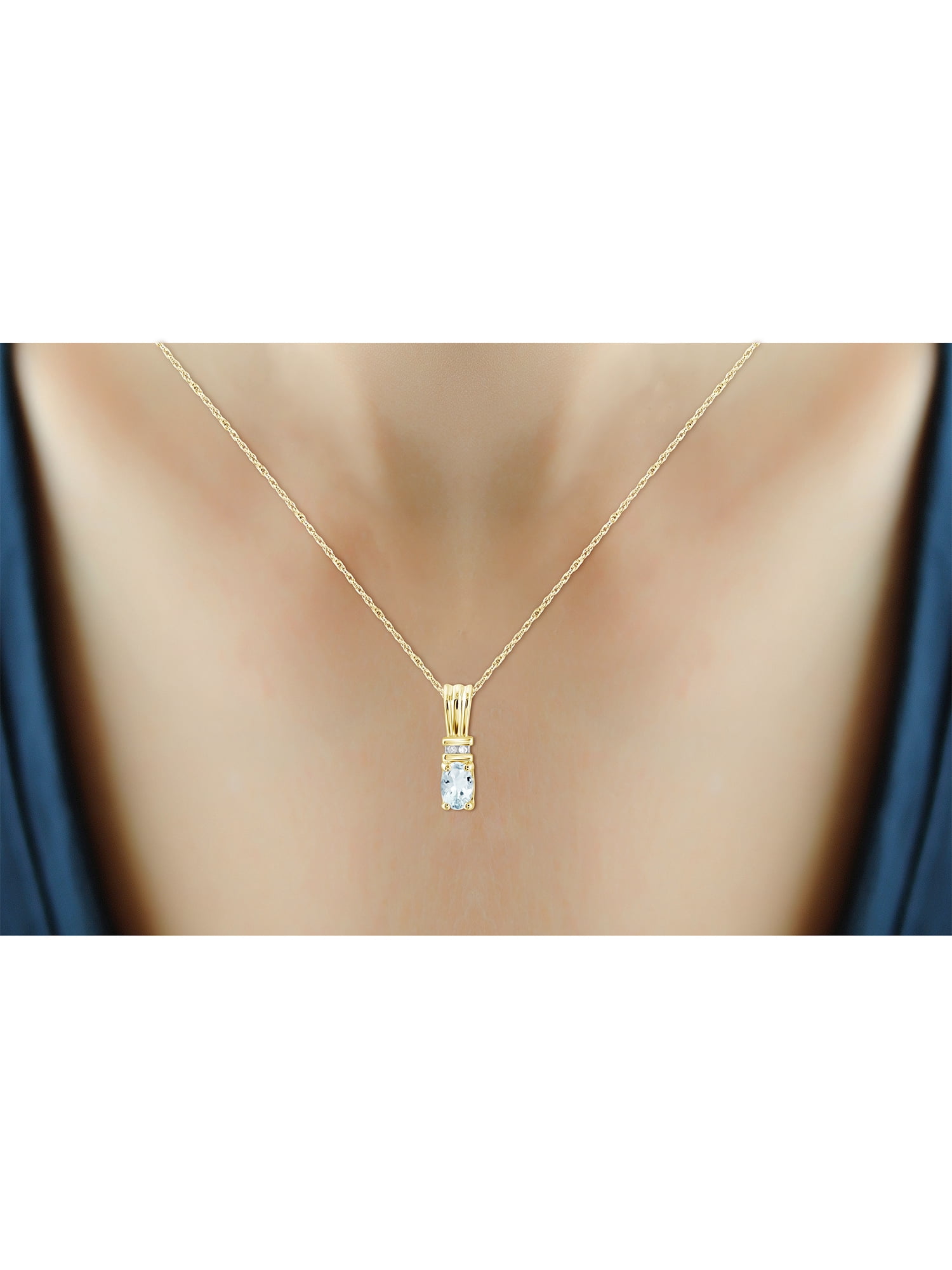 JewelersClub 1/2 Carat T.G.W. Aquamarine And White Diamond Accent 14K Gold Over Silver Women's Pendant, 18"