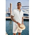 thumbnail image 4 of COOFANDY Men's Linen Henley Shirts Summer Beach Short Sleeve Loose Fit T Shirt Button Up Lightweight Casual Tee, 4 of 9