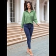 thumbnail image 4 of Blusa Elegante de Larga para Mujer, Estilo Informal, con Cuello Abotonado y Plisada Al Frente. Cian M, 4 of 9