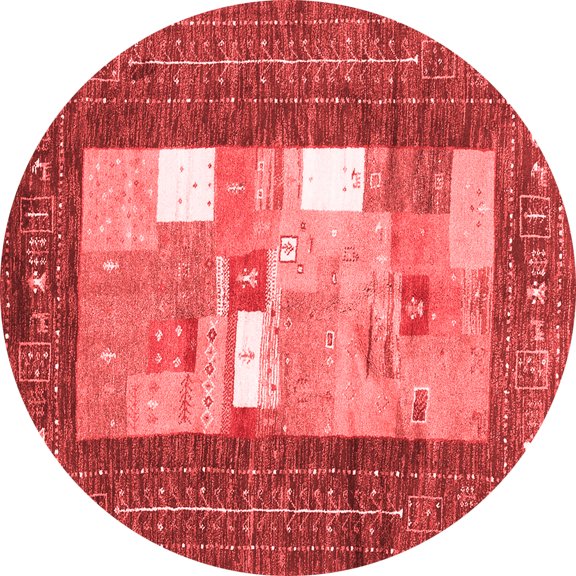 Ahgly Company Indoor Round Abstract Red Contemporary Area Rugs, 4' Round