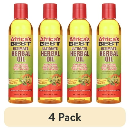 (4 pack) Africa's Best Ultimate Herbal Oil for Hair, Bath, Nails and Body, 8 fl oz  8 oz., Dry Skin