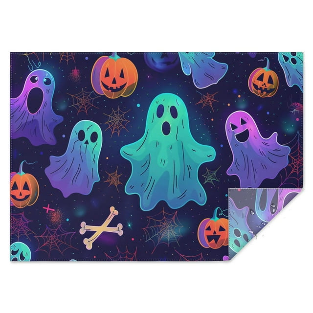 Rectangle Table Cover Pumpkin Bat spider Ghost Halloween Table Cloth,Decorative Washable Table Covers for Picnic Gathering Halloween Fall Thanksgiving Christmas