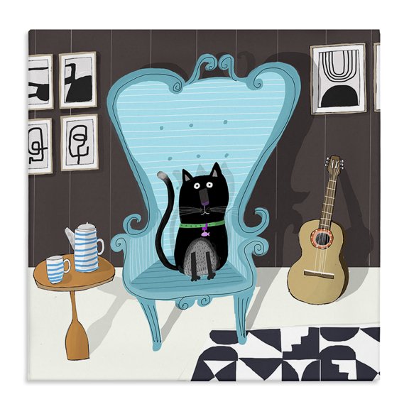 Stupell Industries Modern Cat in Modern Room Canvas Art, 17 x 17, by Carla Daly