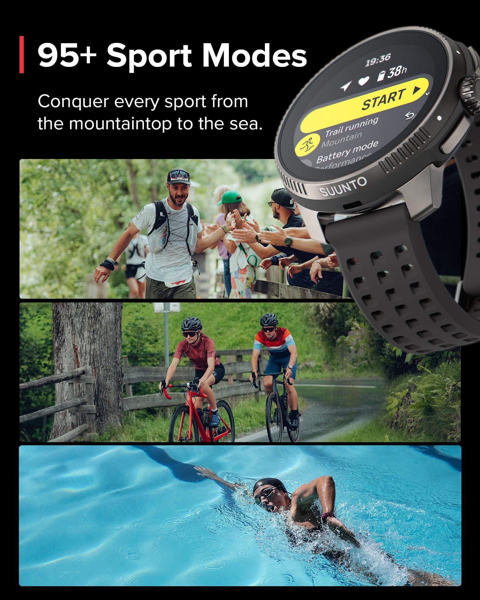 Suunto Race Watch, Titanium Charcoal, One Size, SS050932000