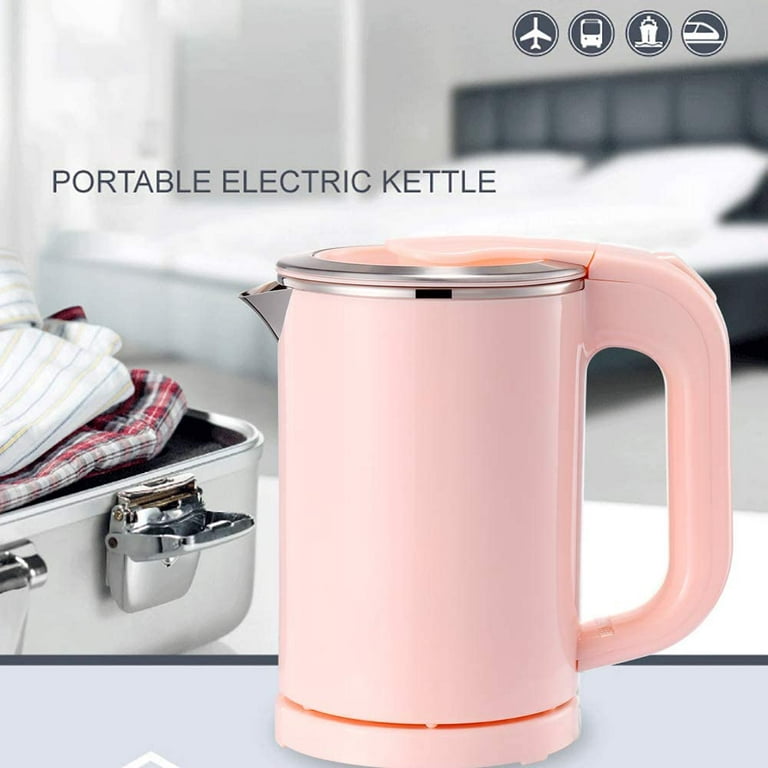 Portable Electric Kettle-0.5L Small Stainless Steel Travel Kettle-Quiet  Fast Boil & Cool Touch-Perfect for Traveling Boiling Water, Coffee, Tea  (White) 