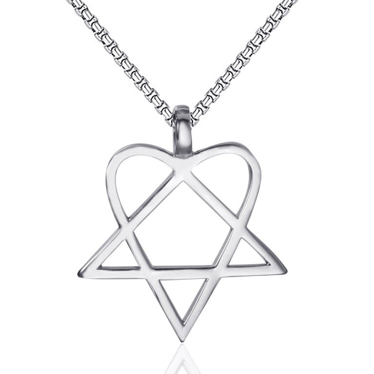 HEART GRAM Heartagram Neckalce for Mens Womens Stainless Steel Pendant