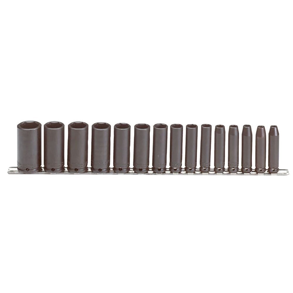 Proto 3/8 In Drive 15 Piece Deep Impact Socket Set 6 Point