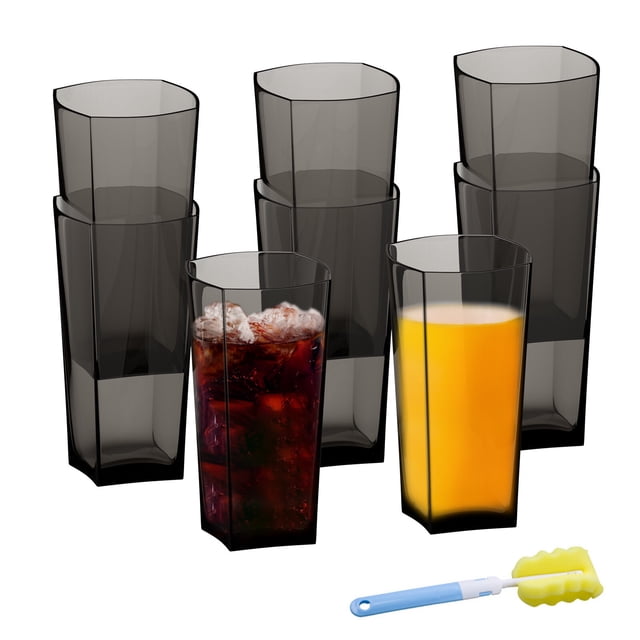 8 Pcs Gobelets en Plastique Réutilisables Empilables Incassables 600ml Verres pour Maison Bureau