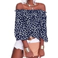 thumbnail image 2 of Women's Summer Off Shoulder Blouse Floral Print Sleeve Casual Chiffon Top Shirt, 2 of 5
