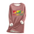 thumbnail image 1 of Hauts pour Femmes Hiver Style Décontracté Imprimé Lettre Mode sous-Vêtements Chauds en Peluche Manches Longues Col Rond, 1 of 2