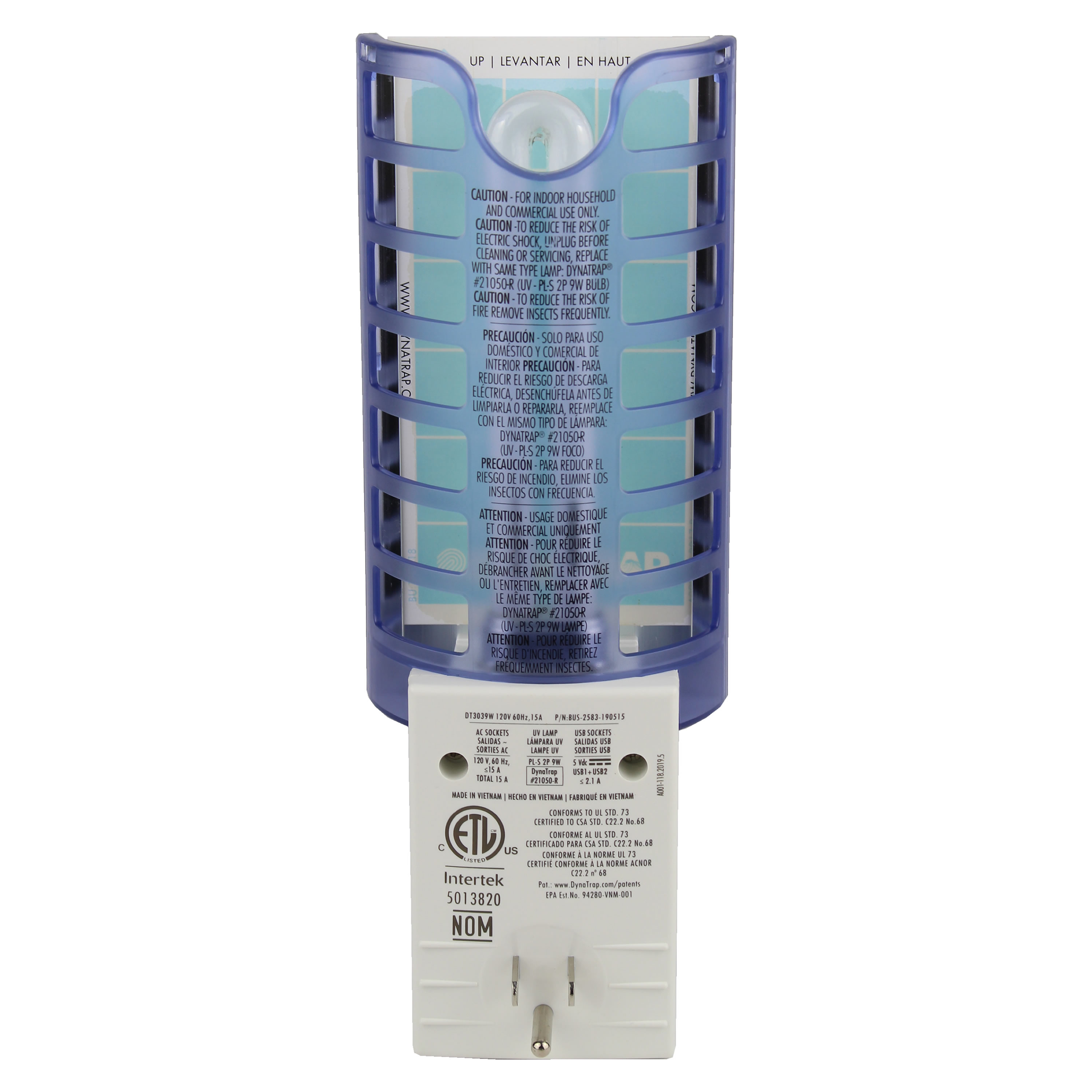 Dynatrap Aktrakta Flylight White Indoor Insect Trap with 2 AC Outlets & USB Ports
