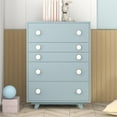 thumbnail image 2 of Modern Chest of Drawers, Wood Tall Dresser with 5 Drawers, Storage Organizer Chest Cabinet Nightstand, Storage Chest of Drawers for Living Room Hallway Entryway, Cute Solid Wood Bedroom Dresser, Blue, 2 of 7