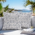 thumbnail image 3 of Farmhouse Blue Floral Throw Pillow Covers 16x16 Inch Set of 2, Vintage Botanical Leaves Burlap Waterproof Outdoor Pillow Covers, Decorative Cushion Pillowcases for Couch, Sofa, Bed, Garden, Patio, 3 of 9