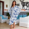 thumbnail image 3 of Xixirimido Toile De Jouy Sharks Print Kaftan Dresses for Women Plus Size V-Neck Moo Moos Batwing Sleeve Caftan Beach Dress Bathing Suit Cover-Up Loungewear, 3 of 7