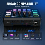 FIFINE SC3 Gaming Audio Mixer, 4 Channels Audio Interface with XLR/6.35mm/3.5mm Inputs, RGB Streaming Sound Card with Monitor, 48V Power, Mute Button SC3PLUS