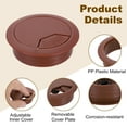 thumbnail image 3 of 5 Pack 53mm (2.09 Inch) Desk Grommet, Plastic Cable Hole Cover, Wire Cord Cable Organizer, Brown, 3 of 6