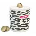 thumbnail image 1 of Safari Piggy Bank, Leopard Cheetah Animal Print Kiss Shape Lipstick Mark Dotted Trend Art, Ceramic Coin Bank Money Box for Cash Saving, 3.6" X 3.2", Charcoal Grey Pink, by Ambesonne, 1 of 4