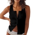 thumbnail image 1 of Women's Ribbed Button Up Tank - Sleeveless Lace Camisole - Slim Fit, Open Front Racerback - Polyester Vest for Party/Casual, 1 of 1