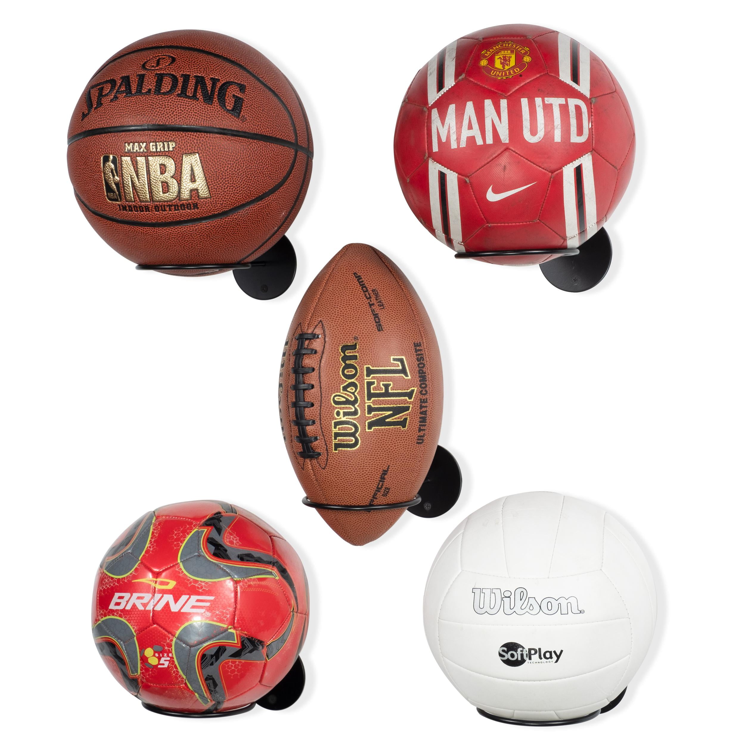 Display Rack for Basketball Rugby hodzumrac Wall Mounted Ball Holder Gold Sports Ball Storage Rack Ball Holder Soccer Volleyball