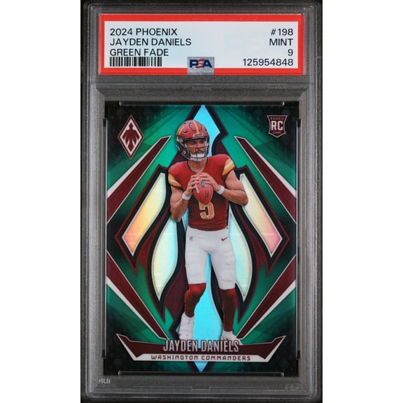 2024 Panini Phoenix Green Fade Jayden Daniels #198 /199 PSA 9