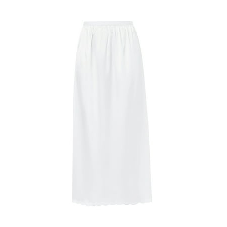 Diconna Women s Anti-Static Half Slip Underskirt for Under Dresses Solid Color Elastic Waist Inner Lining Long Skirt White XXL