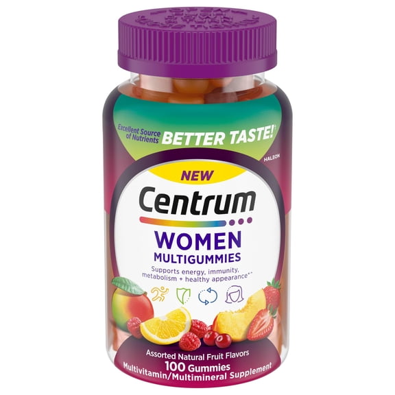 Centrum Multigummies Womens Gummy Vitamins, Multivitamin With Vitamin A, B & C, Assorted Fruit, 100 Count