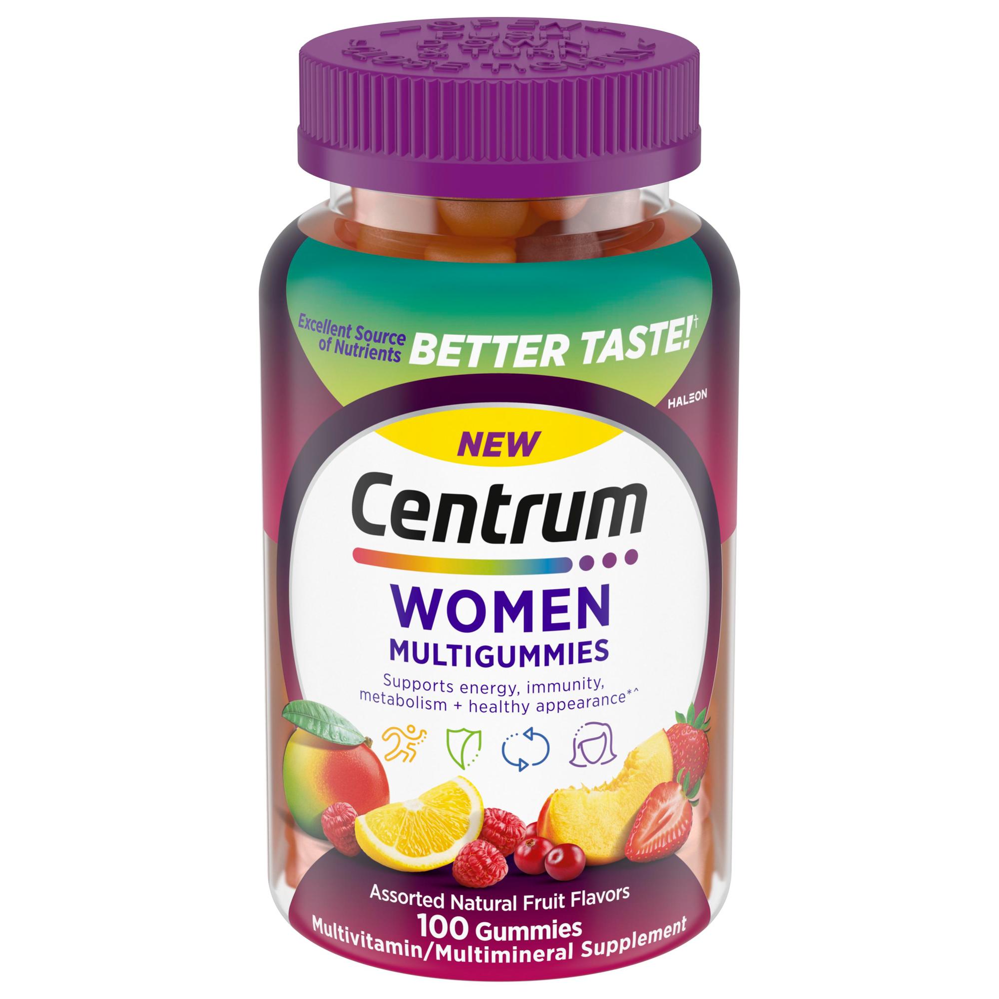 Centrum Multigummies Womens Gummy Vitamins, Multivitamin With Vitamin A, B & C, Assorted Fruit, 100 Count