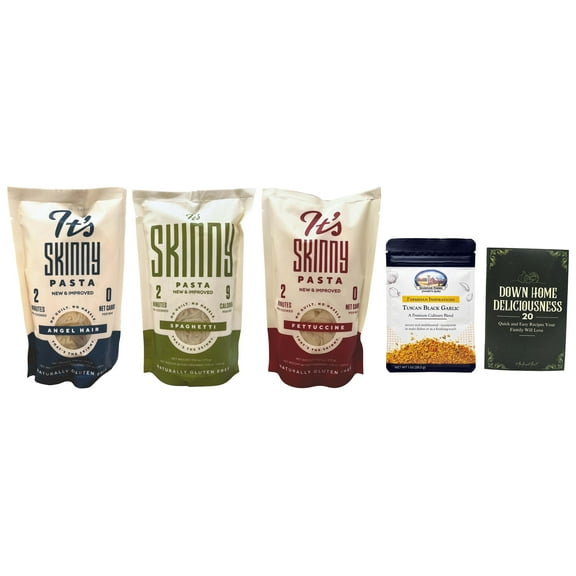 It's Skinny Pre-Cooked Pasta - Keto Friendly, Gluten Free - 3 shapes - 1 each: Spaghetti, Fettuccine, Angel Hair | Shawhan Farms Parmesan MerlinsMart Zine