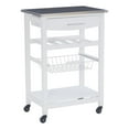 thumbnail image 1 of Linon Natalie Stainless Steel Top Rolling Kitchen Storage Cart in White Wood, 1 of 14
