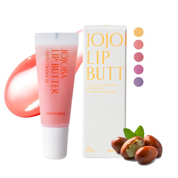 PINKWONDER Mantequilla labial de jojoba Naranja suave 01 (0.26fl. oz.) para labios Aceite de jojoba y manteca de karité para labios secos y agrietados Bálsamo labial natural Bálsamo multiusos Cuidado