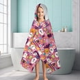 thumbnail image 6 of Halloween Cute Icons on Pink Pattern Hooded Bath Towel，60"x35" for Ages 3 To 12 Kids, Quick Dry Lightweight Soft Microfiber Hood Beach Towel Cover Up for Kids, 6 of 7