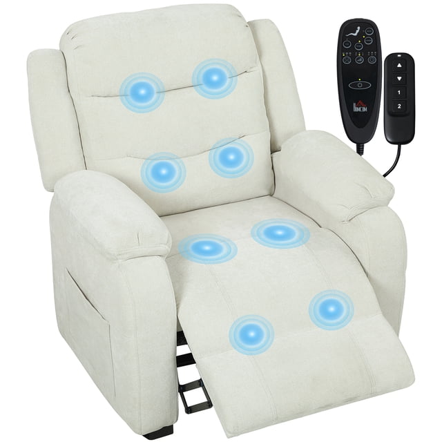 HOMCOM Power Recliner Chair with Massage, Recliner with Quiet Motor, Beige
