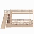 thumbnail image 5 of Harper & Bright Designs Full Over Full Bunk Bed with Slide and Storage Staircase, Full Size Solid Pine Wood Bunk Bed Frame with 2 Drawers and Guardrail, Walnut, 5 of 11
