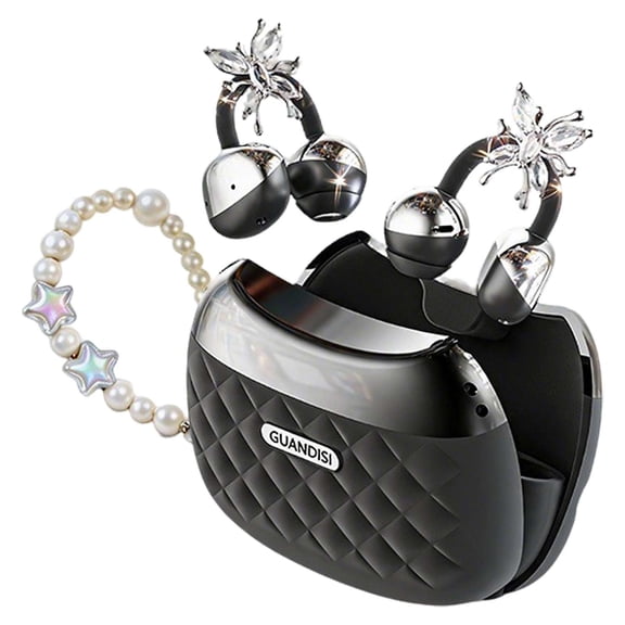 Open Ear Clip-On Earbuds with Butterfly Earrings & Beaded Bracelet, Bluetooth 6.0 Wireless Headphones, 64H Playtime, Jewelry-Inspired Summer Gift for Women