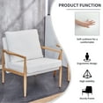 thumbnail image 4 of 2 Pieces Teddy Velvet Accent Arm Chair, Upholstered Armchair with Imitation Solid Wood Color Metal Frame Extra-Thick Padded Backrest and Seat Cushion Sofa Chair, White, 4 of 7