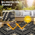 thumbnail image 5 of Hasoo 8' x 10' Black/Brown Outdoor Rug for Patio Decor Waterproof Plastic Straw Modern Geometric Floral Carpet PP Tube Woven Portable Camping Mat for Picnic Balcony, 5 of 7