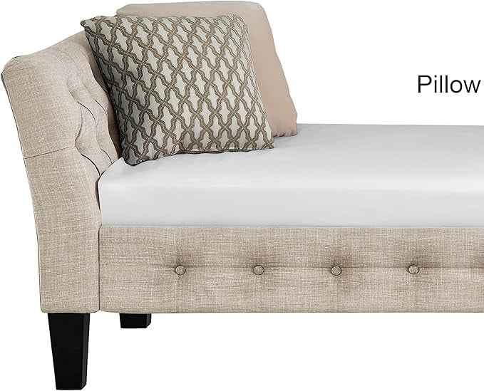 BSHTI Modern Upholstered Twin Daybed Frame Button Tufted Fine Polyester Easy aseemble with Wooden Legs,Beige